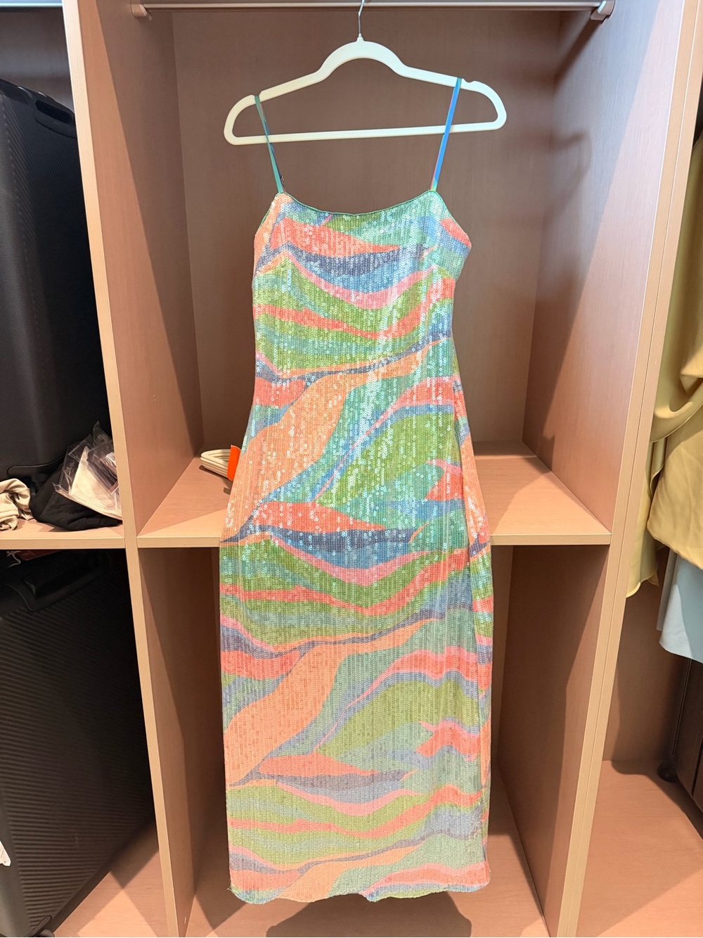 Colorful Sequin Slip Dress - Pastel Waves